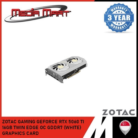ZOTAC GAMING GEFORCE RTX 5060 TI 16GB TWIN EDGE OC GDDR7 (WHITE) GRAPHICS CARD
