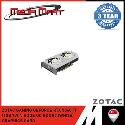 ZOTAC GAMING GEFORCE RTX 5060 TI 16GB TWIN EDGE OC GDDR7 (WHITE) GRAPHICS CARD