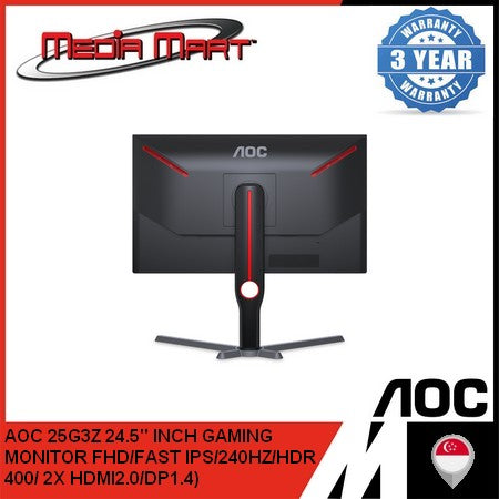 AOC 25G3Z 24.5" INCH GAMING MONITOR FHD/FAST IPS/280HZ/HDR  400/ 2X HDMI2.0/DP1.4)