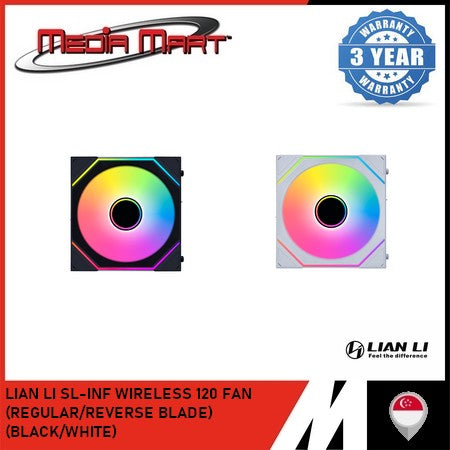 LIAN LI SL-INF WIRELESS 120 FAN (REGULAR/REVERSE BLADE) (BLACK/WHITE) 1PC PACK/3PC PACK
