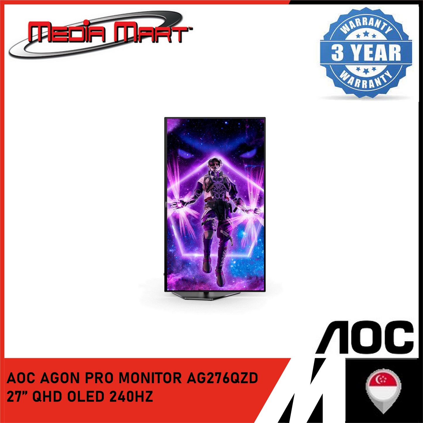 AOC AGON PRO MONITOR AG276QZD 27’’ QHD OLED 240HZ GAMING MONITOR