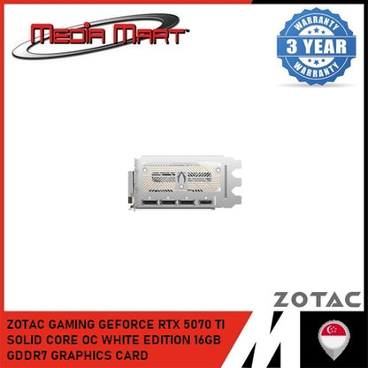 ZOTAC GAMING GEFORCE RTX 5070 TI  SOLID CORE OC WHITE EDITION 16GB GDDR7 GRAPHICS CARD