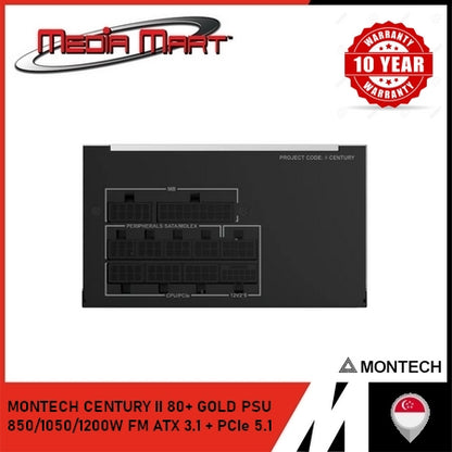 MONTECH CENTURY II 80+ GOLD PSU 850/1050/1200W FM ATX 3.1 + PCIe 5.1