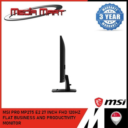 MSI PRO MP275 E2 27 INCH FHD 120HZ FLAT BUSINESS AND PRODUCTIVITY MONITOR
