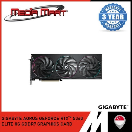 GIGABYTE AORUS GEFORCE RTX 5060 ELITE 8G GDDR7 GRAPHICS CARD