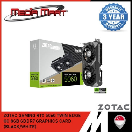 ZOTAC GAMING RTX 5060 TWIN EDGE OC 8GB GDDR7 GRAPHICS CARD (BLACK/WHITE)