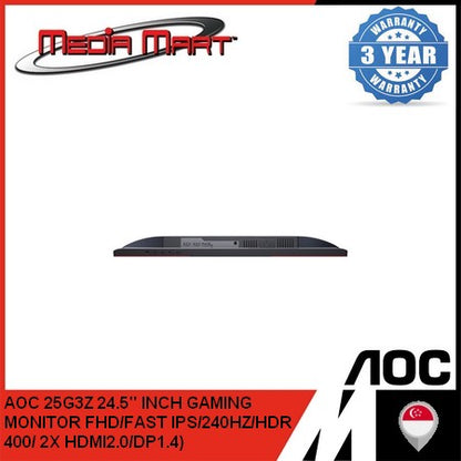 AOC 25G3Z 24.5" INCH GAMING MONITOR FHD/FAST IPS/280HZ/HDR  400/ 2X HDMI2.0/DP1.4)