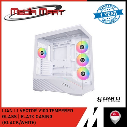 LIAN LI VECTOR V100R TEMPERED GLASS | E-ATX CASING (BLACK/WHITE)