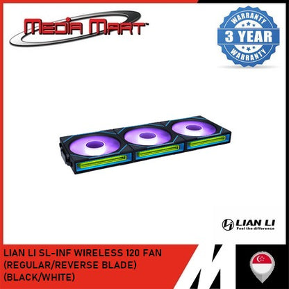 LIAN LI SL-INF WIRELESS 120 FAN (REGULAR/REVERSE BLADE) (BLACK/WHITE) 1PC PACK/3PC PACK