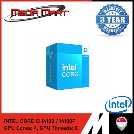 INTEL CORE I3 14100F 4 CORES / 8 THREADS 4.7 GHZ LGA 1700 PROCESSOR