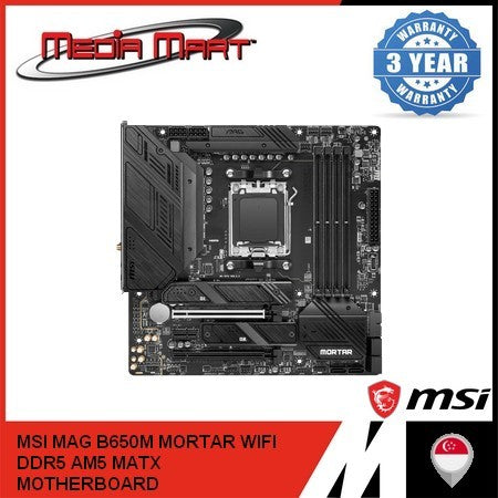 MSI MAG B650M MORTAR WIFI DDR5 AMD AM5 M-ATX MOTHERBOARD